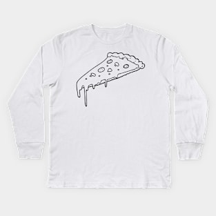 Cheese Pepperoni Mushroom Pizza Drawing Kids Long Sleeve T-Shirt